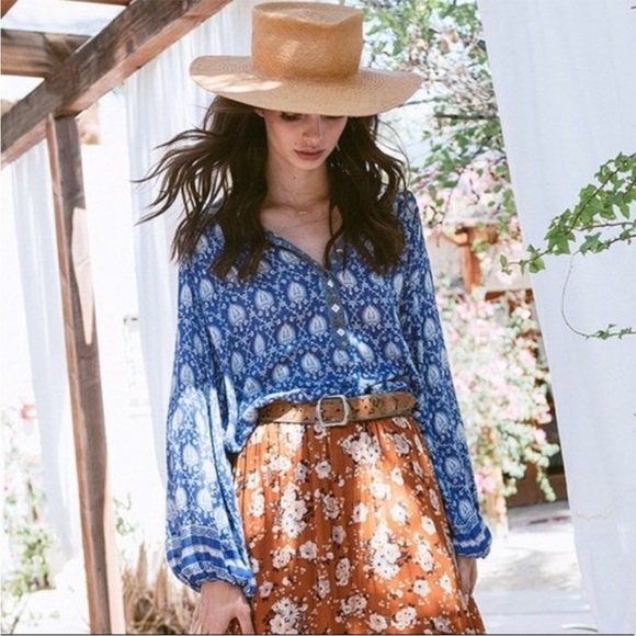 Spell Tops - Spell & The Gypsy Collective Oracle Blouse Indigo Blue Boho Bohemian Small EUC